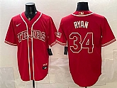 Men's Texas Rangers #34 Nolan Ryan Red 2026 City Connect Stadium Stitched Jersey,baseball caps,new era cap wholesale,wholesale hats