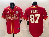 Men's Kansas City Chiefs #87 Travis Kelce Red With NKH Patch Cool Base Stitched Baseball Jersey,baseball caps,new era cap wholesale,wholesale hats