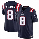Men's New England Patriots #8 Kyle Williams Navy 2026 F.U.S.E. Vapor Limited Stitched Jersey,baseball caps,new era cap wholesale,wholesale hats