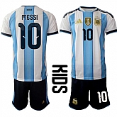 Youth Argentina #10 Lionel Messi White Blue 2025-26 Home Soccer Jersey Suit,baseball caps,new era cap wholesale,wholesale hats