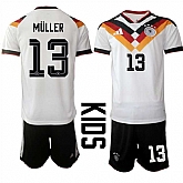 Youth Germany #13 Thomas Muller White 2025 26 Home Soccer Jersey Suit,baseball caps,new era cap wholesale,wholesale hats