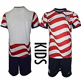 Youth United States Blank White Red 2026 Home Soccer Jersey Suit,baseball caps,new era cap wholesale,wholesale hats