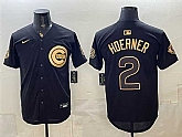 Men's Chicago Cubs #2 Nico Hoerner Black Gold 150th Anniversary Patch Stitched Jersey Dzhi,baseball caps,new era cap wholesale,wholesale hats