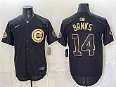 Men's Chicago Cubs #14 Ernie Banks Black Gold 150th Anniversary Patch Stitched Jersey Dzhi,baseball caps,new era cap wholesale,wholesale hats