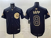 Men's Chicago Cubs #8 lan Happ Black Gold 150th Anniversary Patch Stitched Jersey Dzhi,baseball caps,new era cap wholesale,wholesale hats