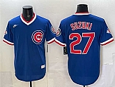 Men's Chicago Cubs #27 Seiya Suzuki Royal 150th Anniversary Throwback Vapor Limited Stitched Jersey,baseball caps,new era cap wholesale,wholesale hats