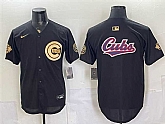 Men's Chicago Cubs Team Big Logo Black Gold 150th Anniversary Patch Stitched Jersey Dzhi,baseball caps,new era cap wholesale,wholesale hats