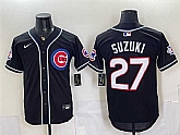 Men's Chicago Cubs #27 Seiya Suzuki 150th Anniversary Black Out Style Vapor Premier Limited Stitched Jersey,baseball caps,new era cap wholesale,wholesale hats
