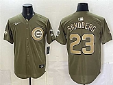 Men's Chicago Cubs #23 Ryne Sandberg Olive 2026 Armed Forces Day Stitched Jersey Dzhi,baseball caps,new era cap wholesale,wholesale hats