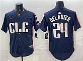 Men's Cleveland Guardians #24 Chase DeLauter Navy 2024 City Connect Limited Stitched Jersey,baseball caps,new era cap wholesale,wholesale hats