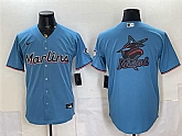 Men's Miami Marlins Blue Team Big Logo Cool Base Stitched Jersey Dzhi,baseball caps,new era cap wholesale,wholesale hats