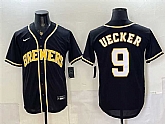 Men's Milwaukee Brewers #9 Bob Uecker 2026 Fashion Replica Black Out Stitched Jersey,baseball caps,new era cap wholesale,wholesale hats