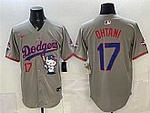 Men's Los Angeles Dodgers #17 Shohei Ohtani Grey Hello Kitty Night 2025 World Series Champions Patch Stitched Jersey Dzhi,baseball caps,new era cap wholesale,wholesale hats