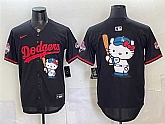 Men's Los Angeles Dodgers Team Big Logo Black Hello Kitty Night 2025 World Series Champions Patch Stitched Jersey Dzhi,baseball caps,new era cap wholesale,wholesale hats
