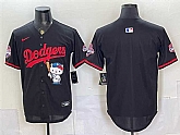 Men's Los Angeles Dodgers Blank Black Hello Kitty Night 2025 World Series Champions Patch Stitched Jersey Dzhi,baseball caps,new era cap wholesale,wholesale hats