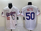 Men's Los Angeles Dodgers #50 Mookie Betts White Hello Kitty Night 2025 World Series Champions Patch Stitched Jersey Dzhi,baseball caps,new era cap wholesale,wholesale hats
