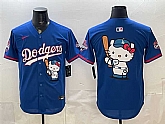 Men's Los Angeles Dodgers Team Big Logo Royal Hello Kitty Night 2025 World Series Champions Patch Stitched Jersey Dzhi,baseball caps,new era cap wholesale,wholesale hats
