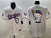 Men's Los Angeles Dodgers Team Big Logo White Hello Kitty Night 2025 World Series Champions Patch Stitched Jersey Dzhi,baseball caps,new era cap wholesale,wholesale hats