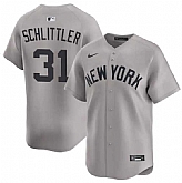 Mens New York Yankees #31 Cam Schlittler Gray 2026 Road Limited Stitched Jersey Dzhi,baseball caps,new era cap wholesale,wholesale hats