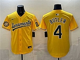 Men's Oakland Athletics #4 Lawrence Butler 2026 Yellow Alternate Sacramento Celebrating 125 Years Vapor Limited Stitched Jersey,baseball caps,new era cap wholesale,wholesale hats