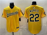 Men's Oakland Athletics #22 Jeff McNeil 2026 Yellow Alternate Sacramento Celebrating 125 Years Vapor Limited Stitched Jersey,baseball caps,new era cap wholesale,wholesale hats
