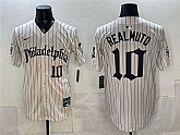 Men's Philadelphia Phillies #10 J.T. Realmuto Cream Pinstripe Gothic Vapor Limited Stitched Jersey,baseball caps,new era cap wholesale,wholesale hats