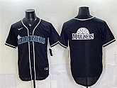 Men's Seattle Mariners Team Big Logo 2026 Fashion Replica Black Out Stitched Jersey Dzhi,baseball caps,new era cap wholesale,wholesale hats