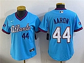 Women's Atlanta Braves #44 Hank Aaron Powder Blue 2026 City Connect Stadium Stitched Jersey,baseball caps,new era cap wholesale,wholesale hats
