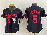 Women's Los Angeles Dodgers #5 Freddie Freeman Black Hello Kitty Night 2025 World Series Champions Patch Stitched Jersey Dzhi,baseball caps,new era cap wholesale,wholesale hats