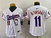 Women's Los Angeles Dodgers #11 Roki Sasaki White Hello Kitty Night 2025 World Series Champions Patch Stitched Jersey Dzhi,baseball caps,new era cap wholesale,wholesale hats