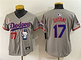 Women's Los Angeles Dodgers #17 Shohei Ohtani Grey Hello Kitty Night 2025 World Series Champions Patch Stitched Jersey Dzhi,baseball caps,new era cap wholesale,wholesale hats