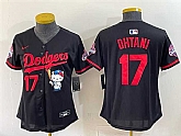 Women's Los Angeles Dodgers #17 Shohei Ohtani Black Hello Kitty Night 2025 World Series Champions Patch Stitched Jersey Dzhi,baseball caps,new era cap wholesale,wholesale hats
