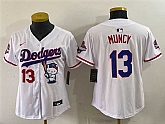 Women's Los Angeles Dodgers #13 Max Muncy White Hello Kitty Night 2025 World Series Champions Patch Stitched Jersey Dzhi,baseball caps,new era cap wholesale,wholesale hats
