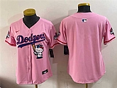 Women's Los Angeles Dodgers Blank Pink Hello Kitty Night 2025 World Series Champions Patch Stitched Jersey Dzhi,baseball caps,new era cap wholesale,wholesale hats