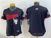 Women's Los Angeles Dodgers Blank Black Hello Kitty Night 2025 World Series Champions Patch Stitched Jersey Dzhi,baseball caps,new era cap wholesale,wholesale hats
