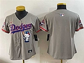 Women's Los Angeles Dodgers Blank Grey Hello Kitty Night 2025 World Series Champions Patch Stitched Jersey Dzhi,baseball caps,new era cap wholesale,wholesale hats