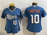Women's Milwaukee Brewers #10 Sal Frelick Mineral Blue 2026 City Connect Stadium Stitched Jersey,baseball caps,new era cap wholesale,wholesale hats