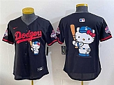 Women's Los Angeles Dodgers Team Big Logo Black Hello Kitty Night 2025 World Series Champions Patch Stitched Jersey Dzhi,baseball caps,new era cap wholesale,wholesale hats