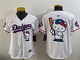 Women's Los Angeles Dodgers Team Big Logo White Hello Kitty Night 2025 World Series Champions Patch Stitched Jersey Dzhi,baseball caps,new era cap wholesale,wholesale hats