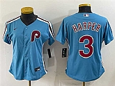 Women's Philadelphia Phillies #3 Bryce Harper Blue Stitched Jersey,baseball caps,new era cap wholesale,wholesale hats