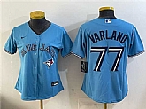 Women's Toronto Blue Jays #77 Louis Varland Blue Stitched Jersey,baseball caps,new era cap wholesale,wholesale hats