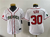 Youth Mexico Baseball #30 Alejandro Kirk White 2026 World Baseball Classic Home Stadium Stitched Jersey,baseball caps,new era cap wholesale,wholesale hats