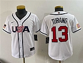 Youth USA Baseball #13 Brice Turang White 2026 World Baseball Classic Home Stadium Stitched Jersey,baseball caps,new era cap wholesale,wholesale hats