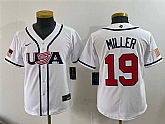Youth USA Baseball #19 Mason Miller White 2026 World Baseball Classic Home Stadium Stitched Jersey,baseball caps,new era cap wholesale,wholesale hats