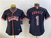 Youth San Francisco Giants #1 Luis Arraez Black 2026 Alternate Stadium Stitched Jersey Dzhi,baseball caps,new era cap wholesale,wholesale hats