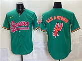 Men's San Antonio Spurs Team Big Logo Teal Stitched Baseball Jersey Dzhi,baseball caps,new era cap wholesale,wholesale hats