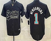 Men's San Antonio Spurs #1 Victor Wembanyama Black Stitched Baseball Jersey Dzhi,baseball caps,new era cap wholesale,wholesale hats
