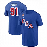 Men's US Hockey USA Hockey #91 Clayton Keller Royal 2026 Name & Number T-Shirt,baseball caps,new era cap wholesale,wholesale hats