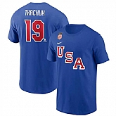Men's US Hockey #19 Matthew Tkachuk Royal 2026 Name & Number T-Shirt,baseball caps,new era cap wholesale,wholesale hats