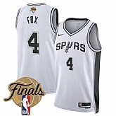 Men's San Antonio Spurs #4 De'Aaron Fox White 2026 Finals Patch Association Edition Stitched Jersey Dzhi,baseball caps,new era cap wholesale,wholesale hats